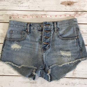 Bullhead High Rise Distressed Denim Shorts
